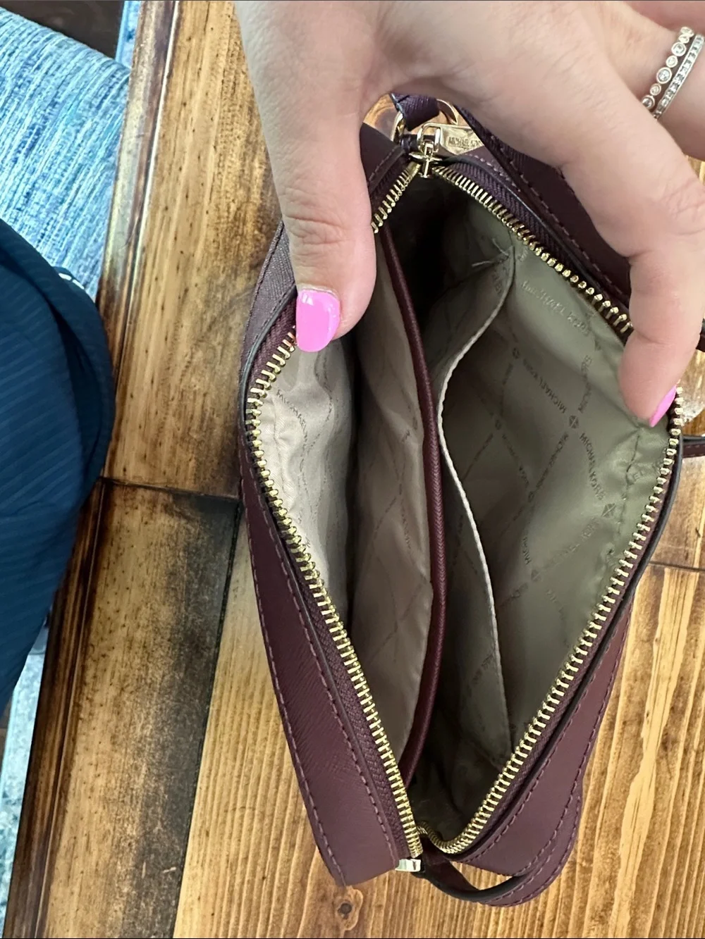 Michael Kors Burgundy Saffiano Crossbody with Gold Hardware